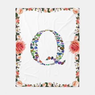 Gemstone Monogram Letter Q Fleece Blanket