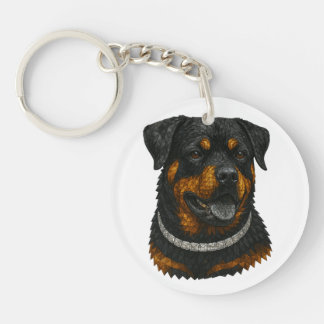 Gemstone Mosaic Rottweiler Portrait Key Ring