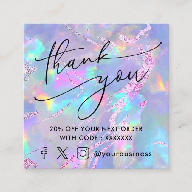 gemstone opal thank you discount card (Front)