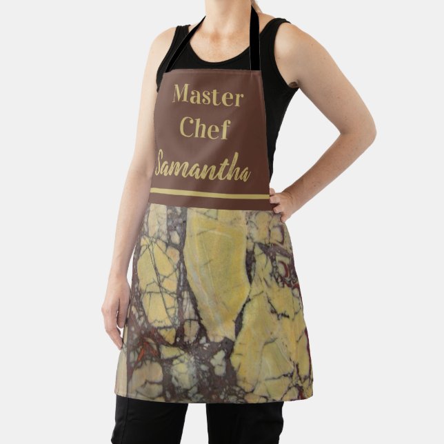 Gemstone Photo Dark Red and Yellow Master Chef Apron (Insitu)
