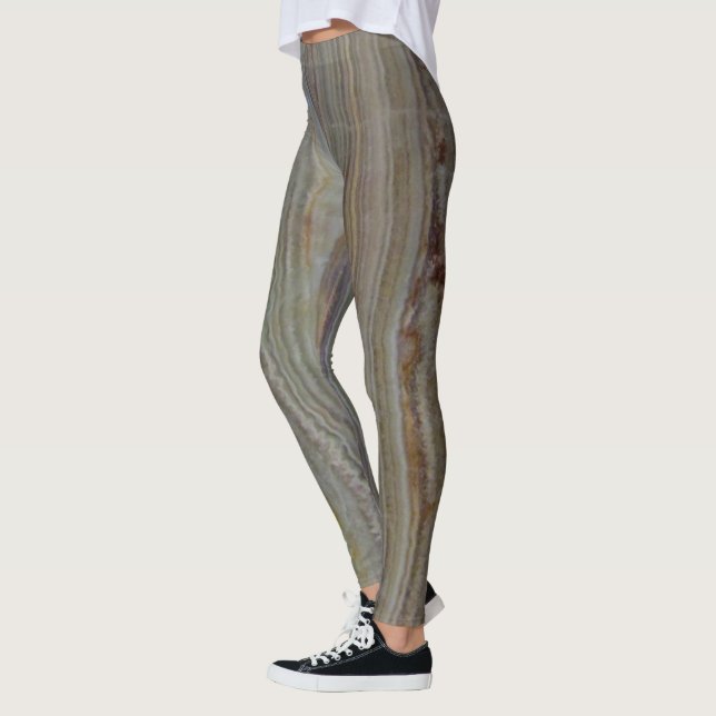 Gemstone Polished Onyx Vertical Striped Leggings (Left)