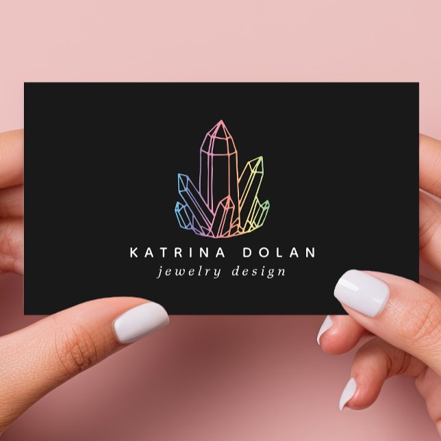 Gemstone Rainbow Quartz Crystal Jewellery Logo Business Card (Creator Uploaded)