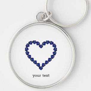 Gemstone Sapphire Blue Heart Key Ring