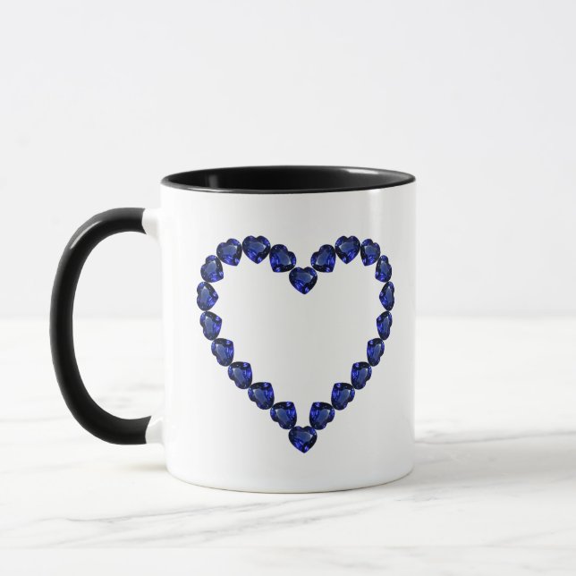 Gemstone Sapphire Blue Heart Mug (Left)