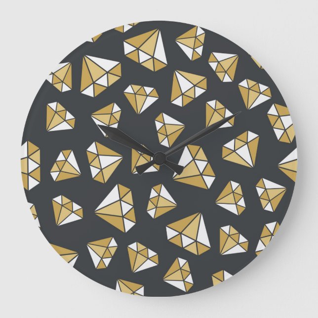 Gemstone Themed Vintage Seamless Pattern. Large Clock (Front)
