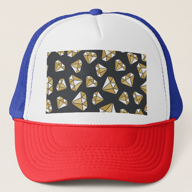 Gemstone Themed Vintage Seamless Pattern. Trucker Hat (Front)