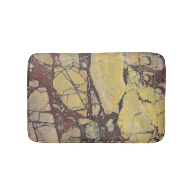 Gemstone Yellow Red Marbled Agate Photo Gem Bath Mat (Front)