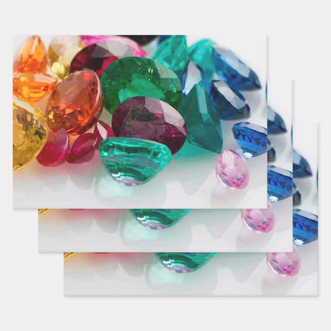 Gemstones 3 wrapping paper sheet (Set)