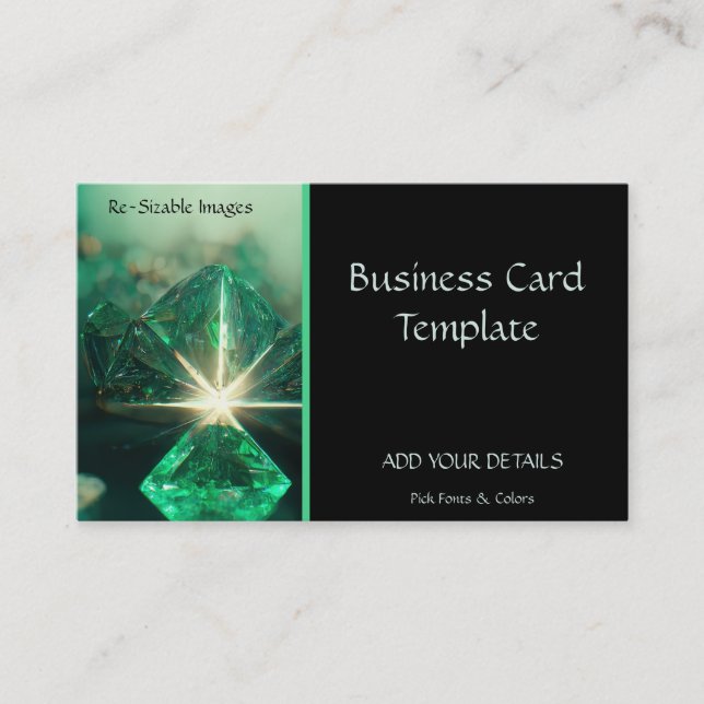 Gemstones Diamond Stone Emerald Business Card (Front)