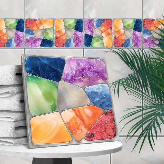Gemstones Mosaic Collage Ceramic Tile (Creator Uploaded)