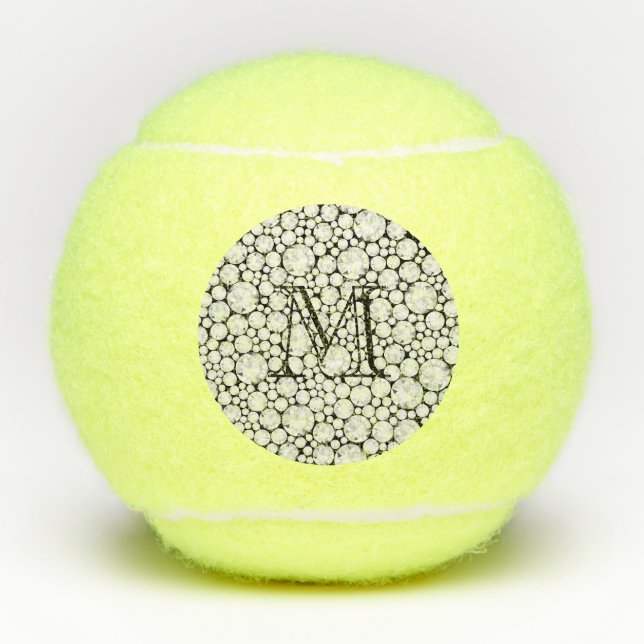 Gemstones Tennis Ball Glam Initial Bling Diamonds (Front)