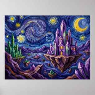Gemworld Starry Night Comic Book Landscape Poster