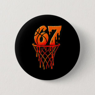 Gen Alpha Slang Kids 67 Basketball Ice Cream Drip  6 Cm Round Badge