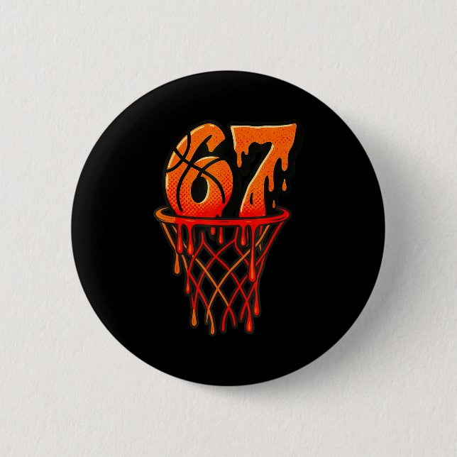 Gen Alpha Slang Kids 67 Basketball Ice Cream Drip  6 Cm Round Badge (Front)