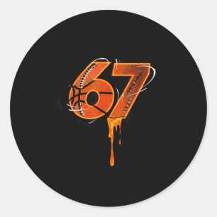 Gen alpha slang kids 67 basketball ice cream drip classic round sticker