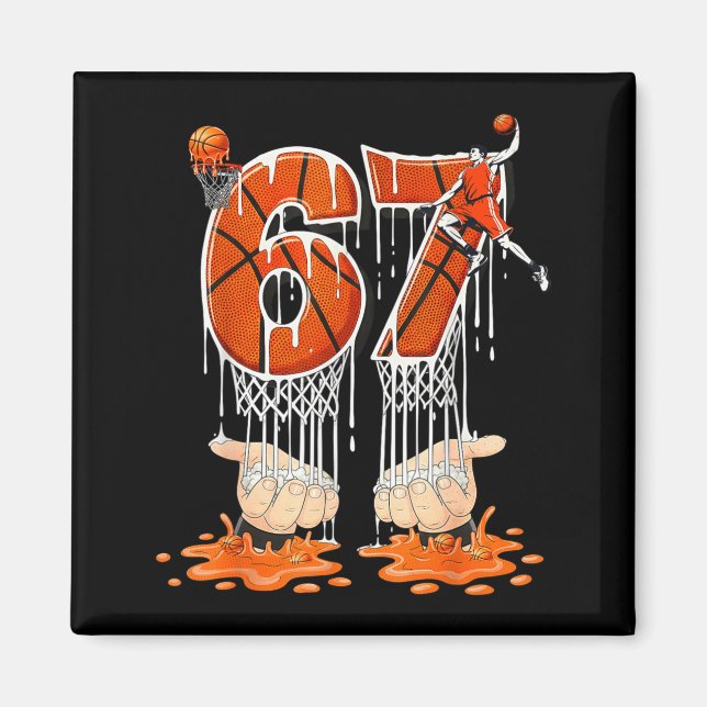 Gen Alpha Slang Kids 67 Basketball Ice Cream Drip  Magnet (Front)