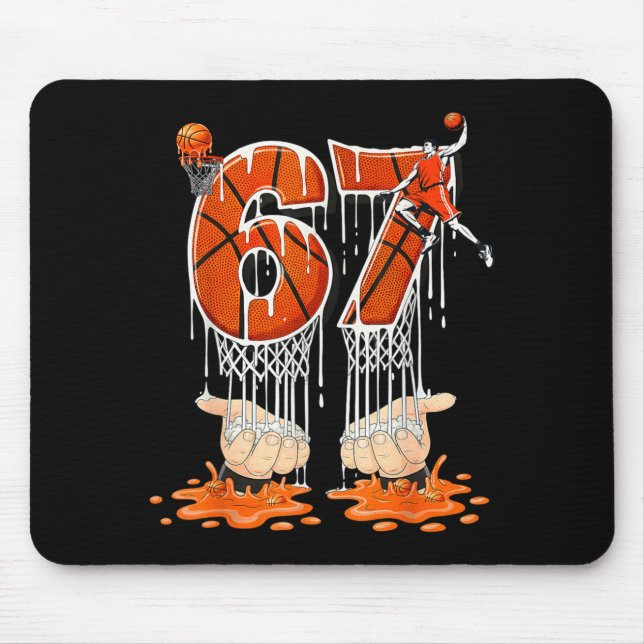Gen Alpha Slang Kids 67 Basketball Ice Cream Drip  Mouse Pad (Front)