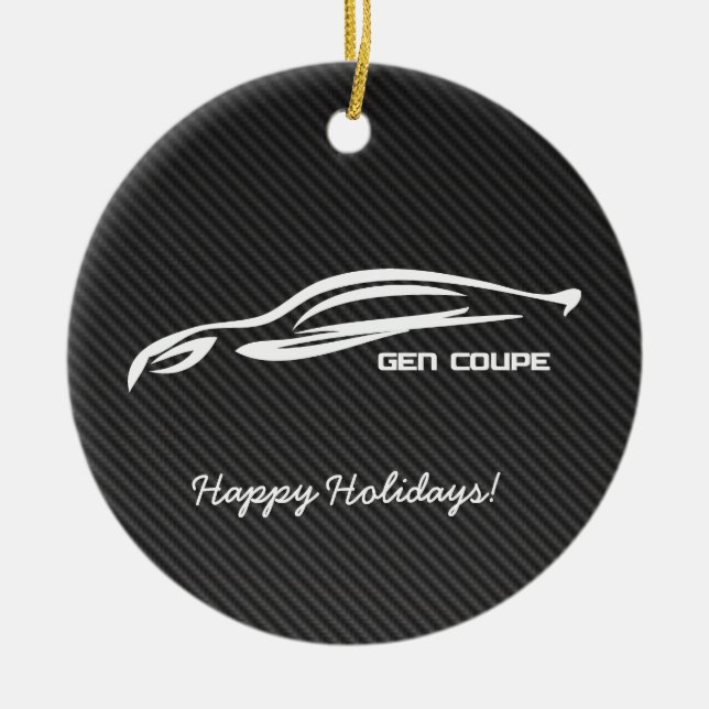 Gen Coupe White Brushstroke with faux carbon fibre Ceramic Ornament (Front)