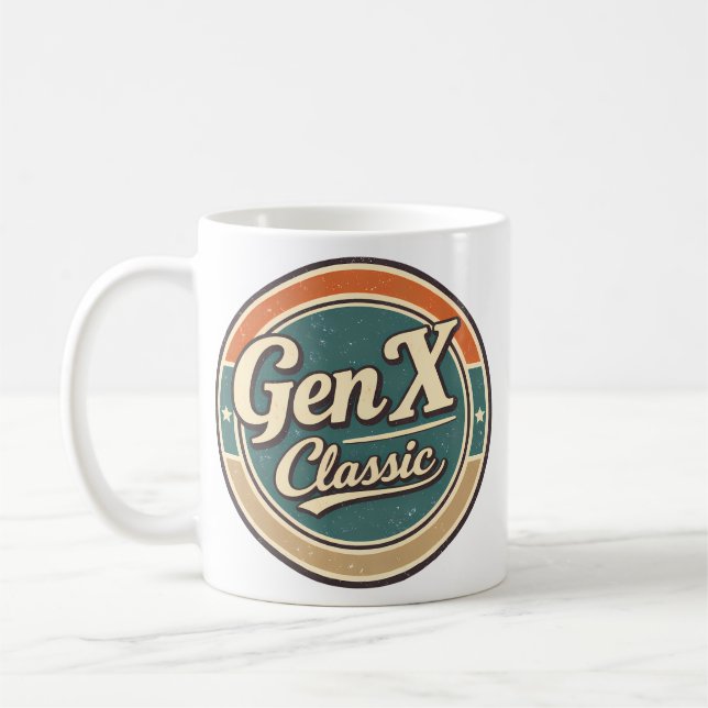 Gen X Classic Vintage Retro Badge Coffee Mug (Left)