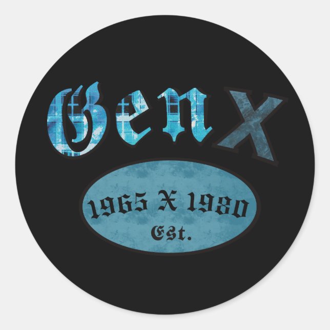 Gen X Est. (1965 x 1980) Classic Round Sticker (Front)