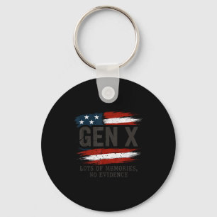 Gen X Lots Of Memories No Evidence Usa Flag Humor  Key Ring