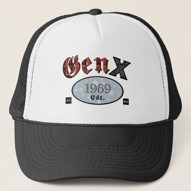Gen X (Personalised Birth Year 1969) Trucker Hat (Front)