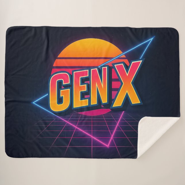 Gen X Retro 80s  Sherpa Blanket (Front (Horizontal))