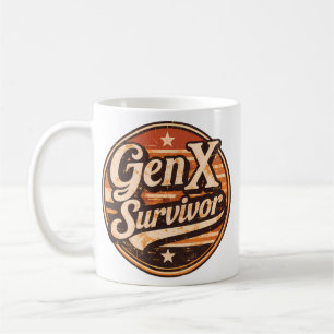 Gen X Survivor Vintage Retro Badge Coffee Mug