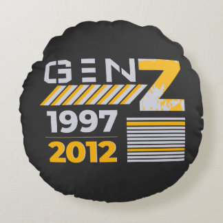 Gen Z 1997 2012 Graphic T-Shirt Design Round Cushion