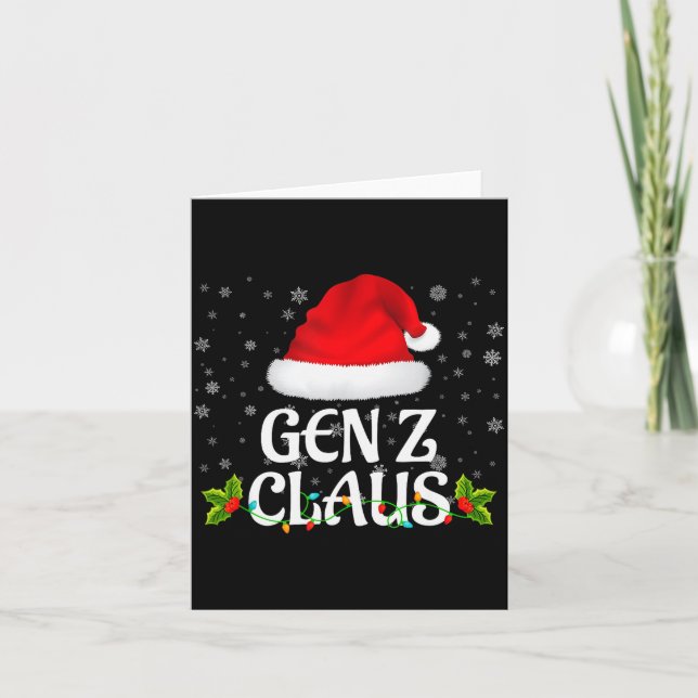 Gen Z Claus Christmas Lights Santa Pajama Family M Card (Front)