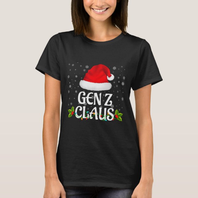 Gen Z Claus Christmas Lights Santa Pajama Family M T-Shirt (Front)