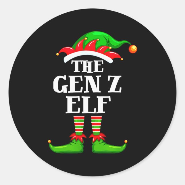 Gen Z Elf Matching Family Group Christmas Party Py Classic Round Sticker (Front)