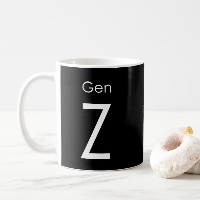 Gen Z mug cup, black by Foton Art (With Donut)