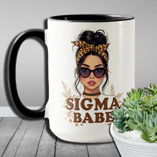 Gen Z Vibes Sigma Babe GenZ Leopard Messy Bun  Mug