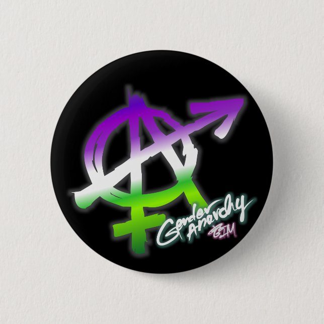 Gender Anarchy - Genderqueer Colours - Pride 6 Cm Round Badge (Front)