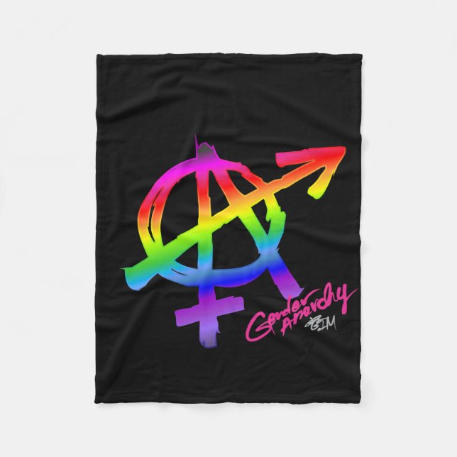 Gender Anarchy (Large A) - Rainbow Pride Colours Fleece Blanket (Front)
