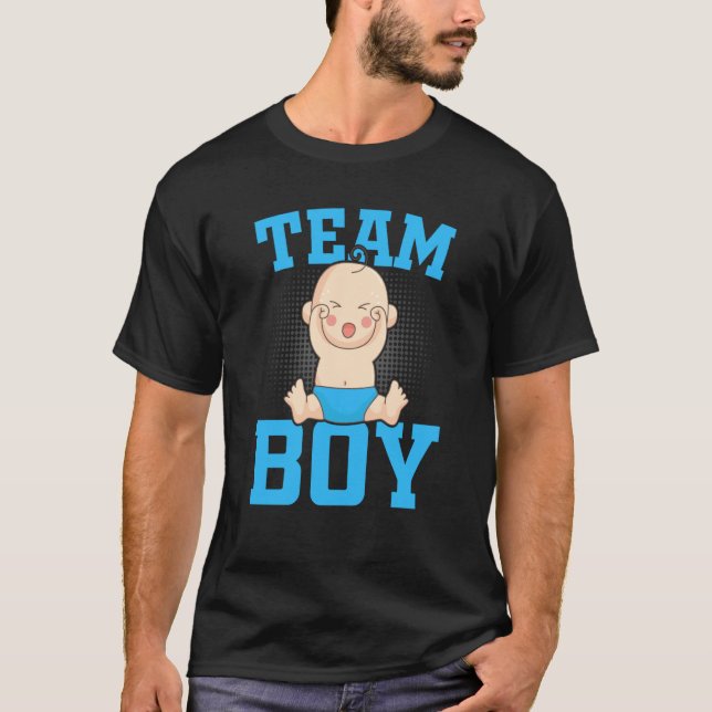 Gender Announcement Team Boy Baby Party Reveal Pre T-Shirt (Front)