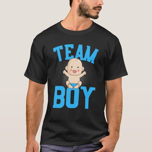 Gender Announcement Team Boy Baby Party Reveal Pre T-Shirt (Front)