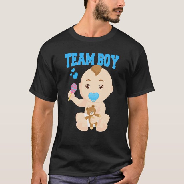 Gender Announcement Team Boy Baby Party Reveal Pre T-Shirt (Front)
