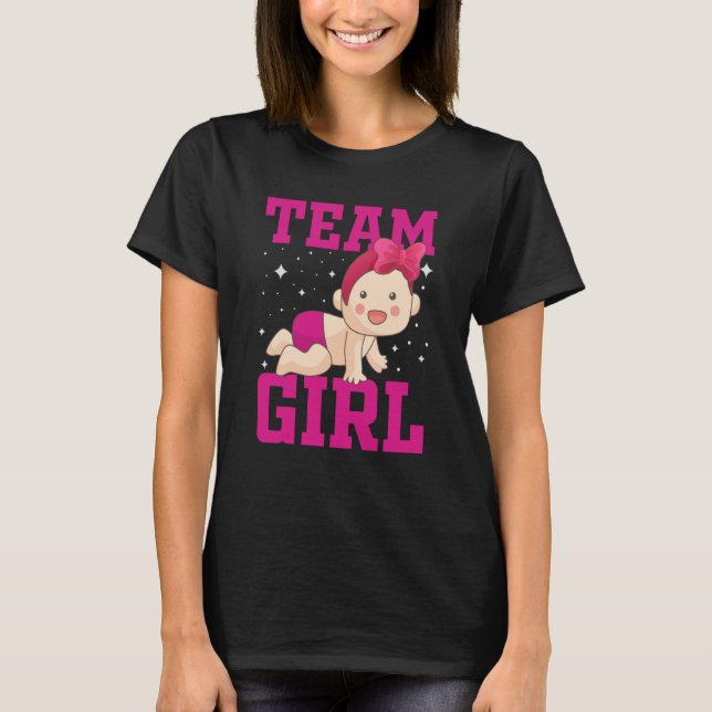 Gender Announcement Team Girl Baby Party Reveal Pr T-Shirt (Front)