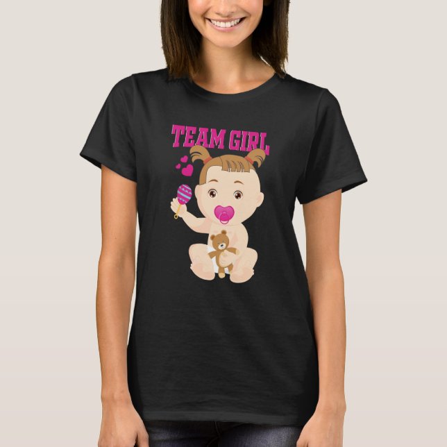 Gender Announcement Team Girl Baby Party Reveal Pr T-Shirt (Front)