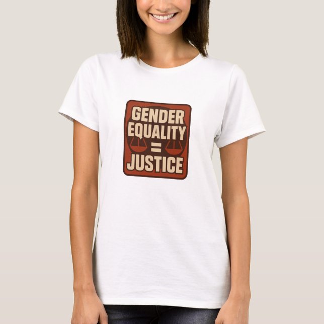 Gender Equality = Justice – Square Retro Feminist  T-Shirt (Front)
