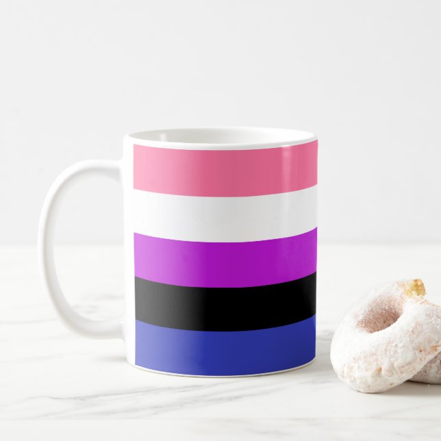 Gender Fluid Flag Colours Coffee Mug (With Donut)