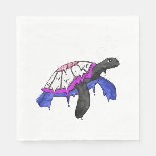 Gender Fluid Pride Flag Sea Turtle Subtle LGBTQ Napkin