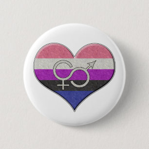 Gender Fluid Pride Heart 6 Cm Round Badge