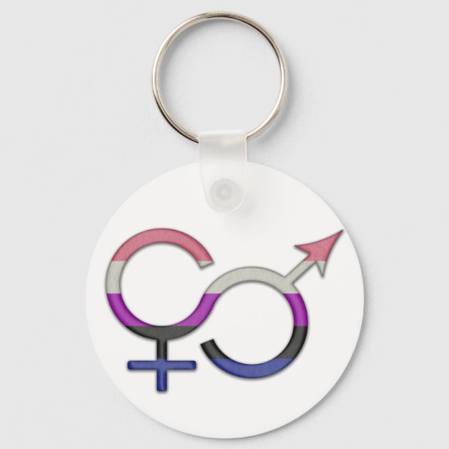 Gender Fluid Symbol in Pride Flag Colors Key Ring (Front)