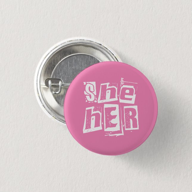 Gender Identity Pronouns She Her Button (Front & Back)