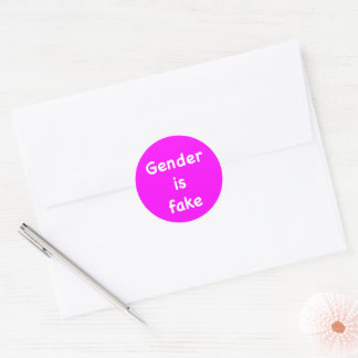 Gender is fake classic round sticker