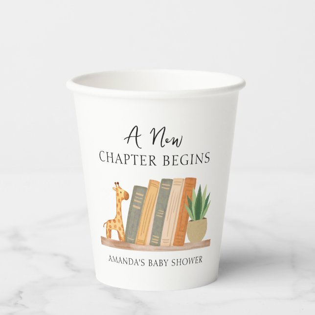 Gender Neutral A New Chapter Begins Baby Shower Paper Cups (Front)