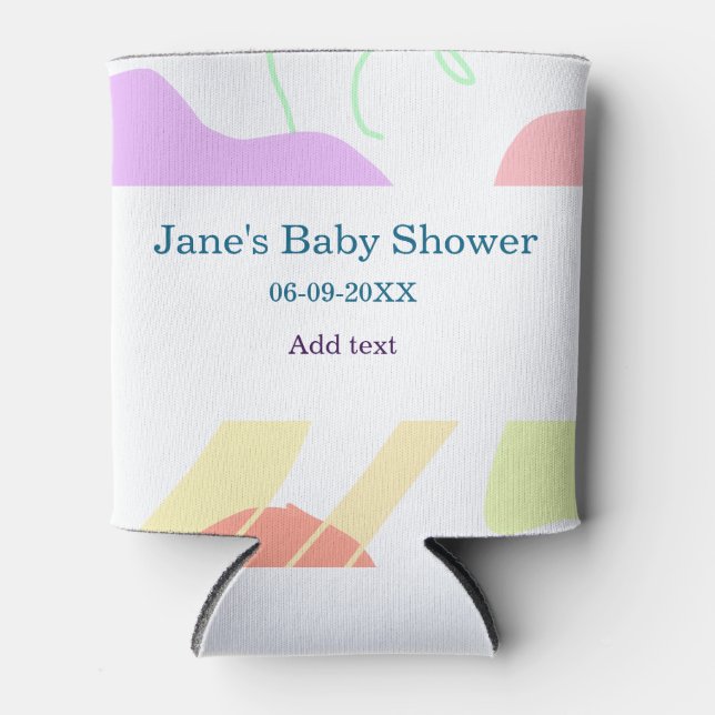 Gender neutral abstract shapes baby shower name can cooler (Front)
